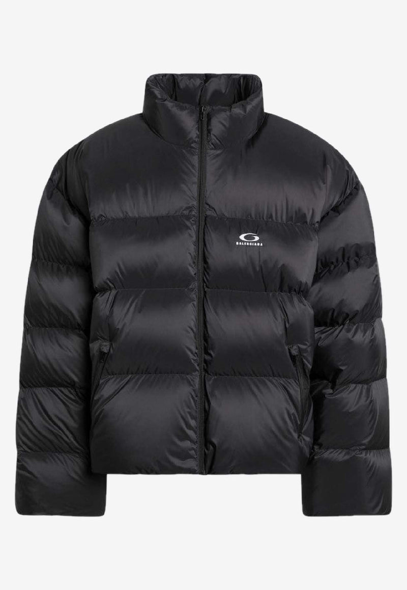Balenciaga Logo Printed Down Jacket Black 852049TNO12/R_BALEN-1000