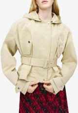 Alexander McQueen Short Belted Peplum Jacket Beige 852188QFAAS 2019