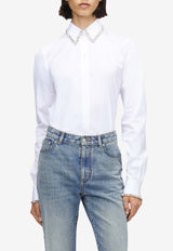 Alexander McQueen Crystal Embroidered Long-Sleeved Shirt White 852240QAABS 9000