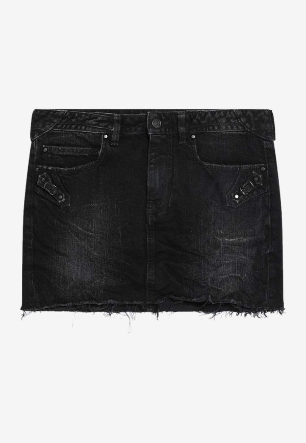 Balenciaga Washed Mini Denim Skirt  Black 852324TTW67/R_BALEN-1037