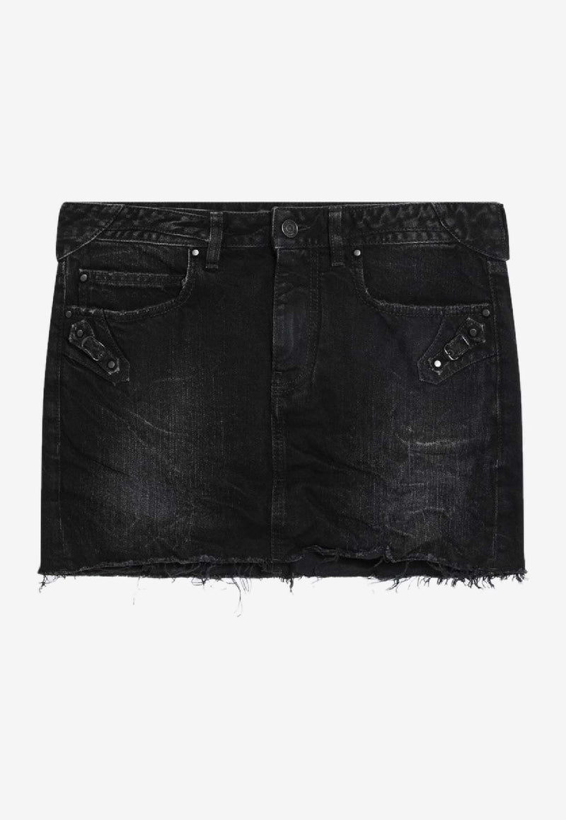 Balenciaga Washed Mini Denim Skirt  Black 852324TTW67/R_BALEN-1037