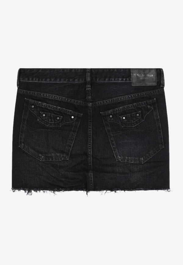 Balenciaga Washed Mini Denim Skirt  Black 852324TTW67/R_BALEN-1037