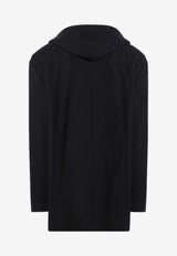 Balenciaga Wool Open Coat with Hood Navy 852339TQU14/R_BALEN-4100