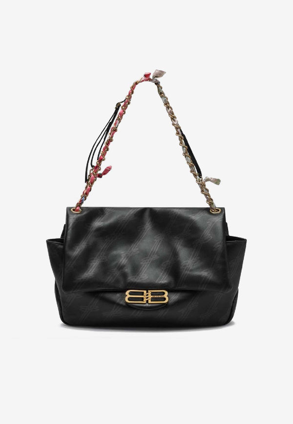 Balenciaga Medium Darling Leather Shoulder Bag Black 8525012AB8W/R_BALEN-1000