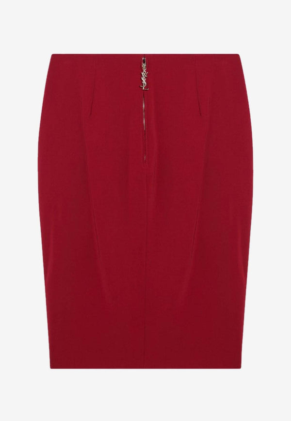 Saint Laurent Satin Pencil Skirt Red 852654Y5J19/R_YSL-6054