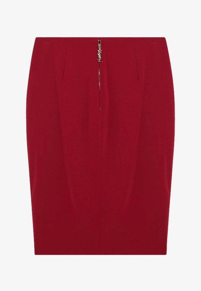 Saint Laurent Satin Pencil Skirt Red 852654Y5J19/R_YSL-6054