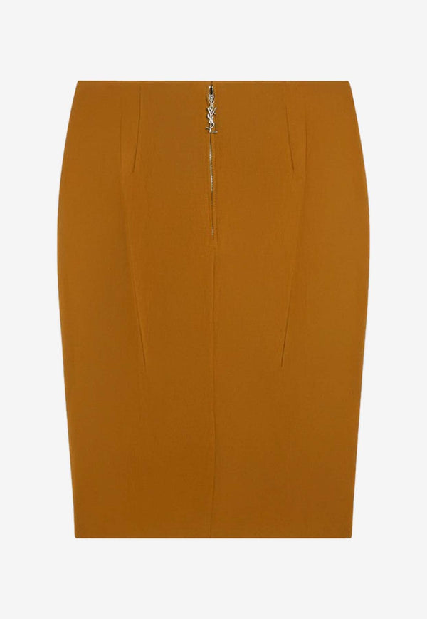 Saint Laurent Satin Pencil Skirt Yellow 852654Y5J19/R_YSL-7746
