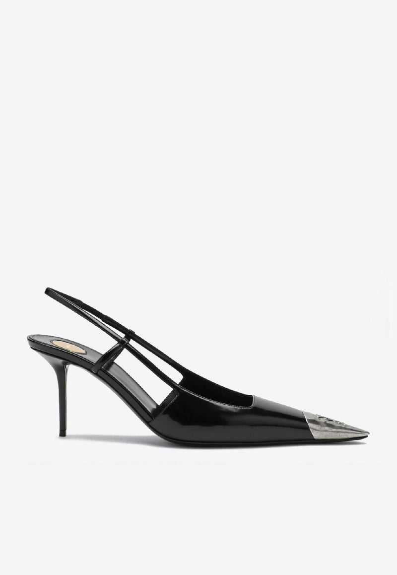 Saint Laurent Jeanne 75 Patent Leather Slingback Pumps Black 853184AAFAN/R_YSL-1000
