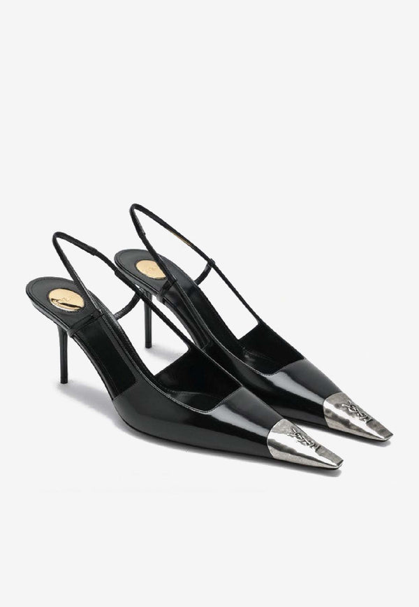 Saint Laurent Jeanne 75 Patent Leather Slingback Pumps Black 853184AAFAN/R_YSL-1000