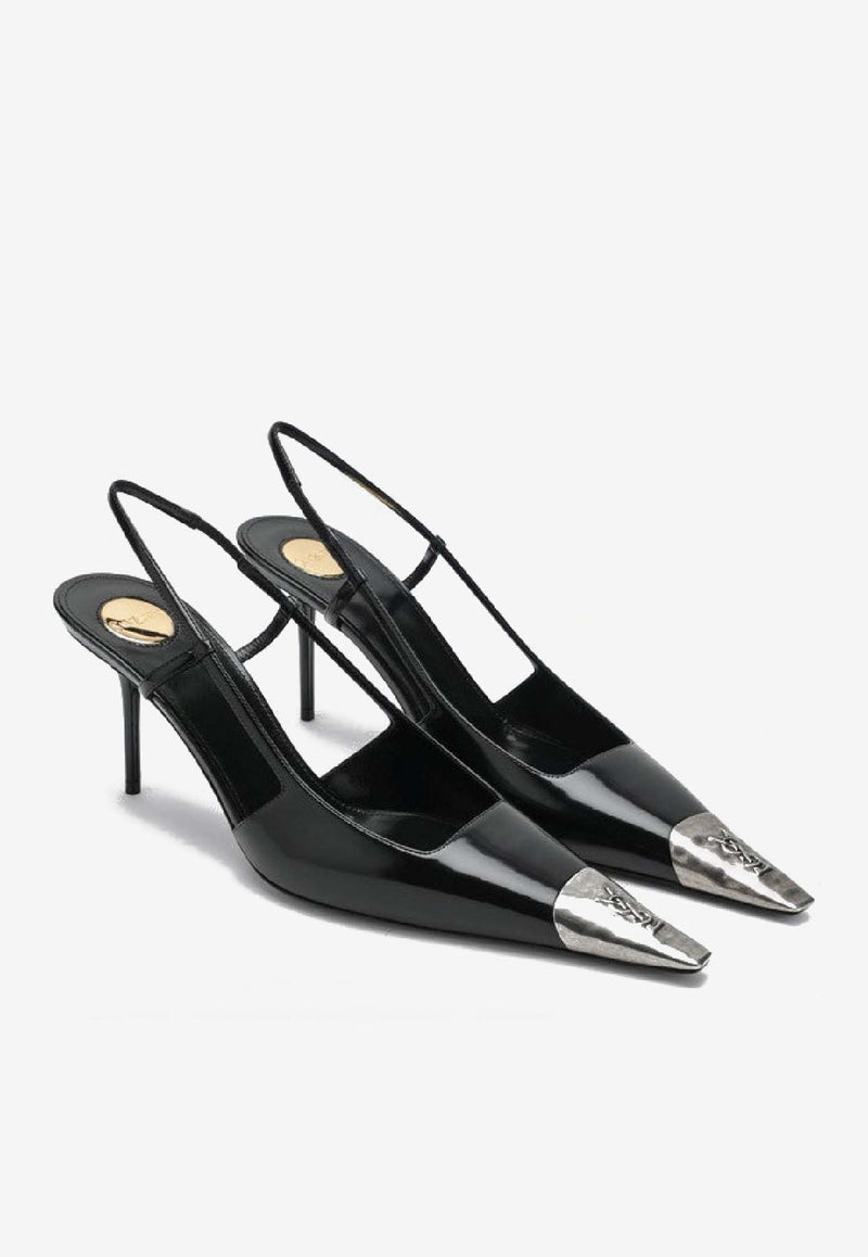 Saint Laurent Jeanne 75 Patent Leather Slingback Pumps Black 853184AAFAN/R_YSL-1000