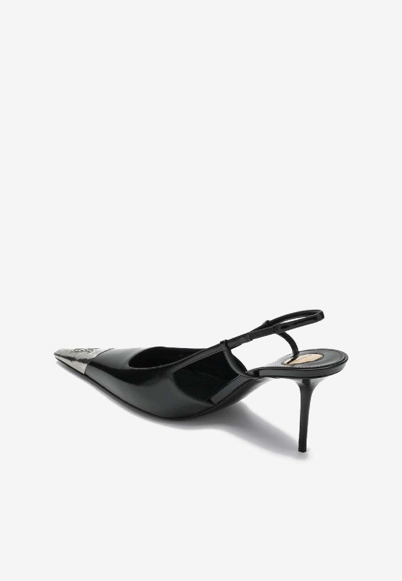 Saint Laurent Jeanne 75 Patent Leather Slingback Pumps Black 853184AAFAN/R_YSL-1000