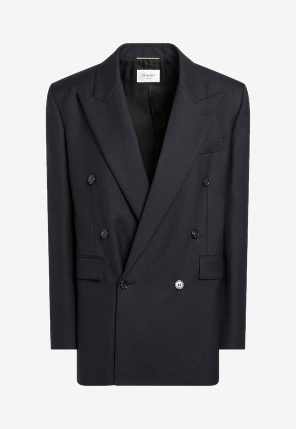 Saint Laurent Wool Double-Breasted Blazer Midnight Blue 853433Y405W/R_YSL-4141