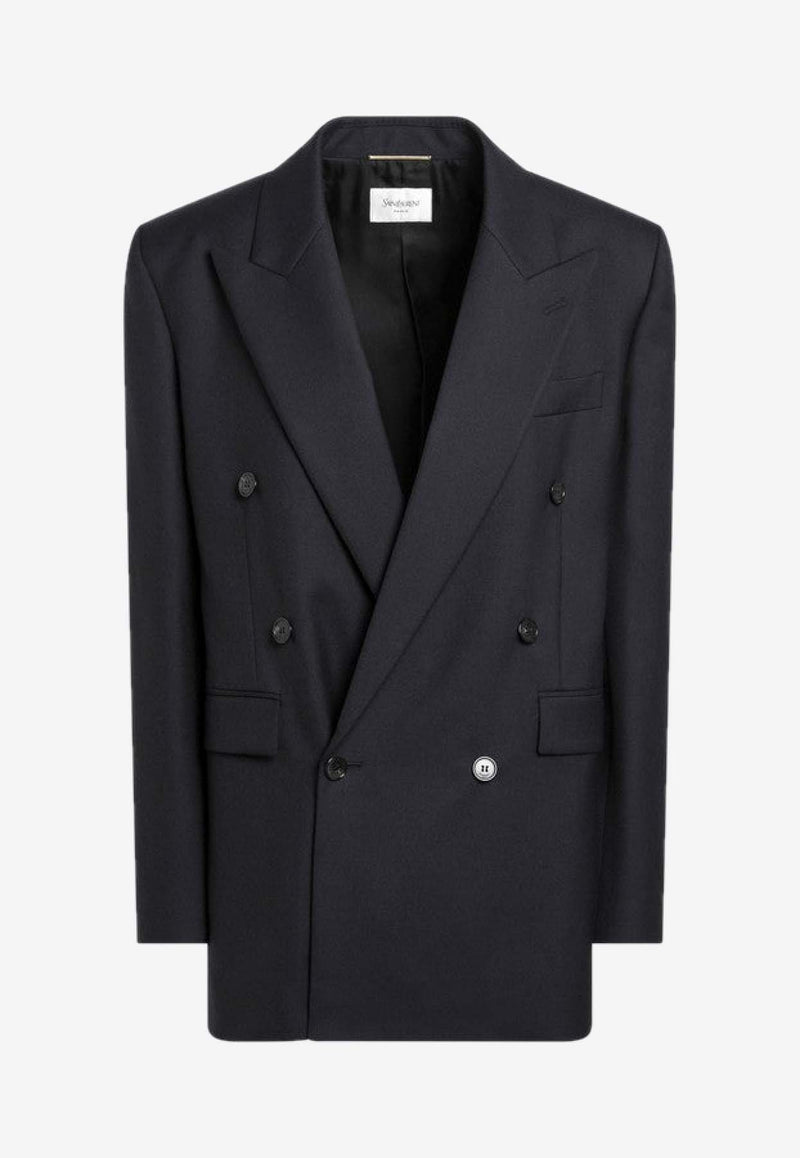 Saint Laurent Wool Double-Breasted Blazer Midnight Blue 853433Y405W/R_YSL-4141