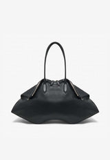 Alexander McQueen Maxi Manta Calf Leather Shoulder Bag Black 8559961VDXA 1000