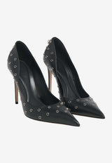 Alexander McQueen 105 Skull Leather Pumps with Eyelets Black 856084WIAJI 1064