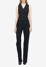 Alexander McQueen Wool Pinstriped Tailored Waistcoat Black 856820QJAFX 1389