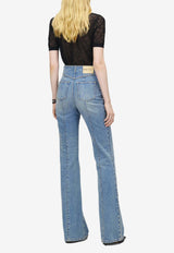 Alexander McQueen Fold-Over Waist Washed Jeans Blue 857092QMAD0 4383