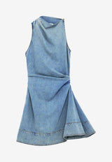 Alexander McQueen Asymmetric Mini Denim Dress Blue 857115QMAD1 4383