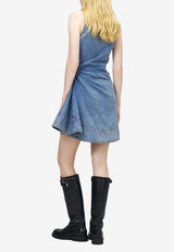 Alexander McQueen Asymmetric Mini Denim Dress Blue 857115QMAD1 4383