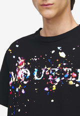Alexander McQueen Confetti Logo Print T-shirt Black 857144QTAEF 0555