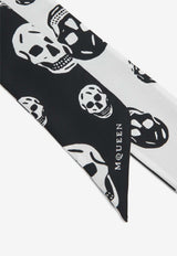 Alexander McQueen Ribbon Skull Silk Scarf Monochrome 8575533001Q 1078