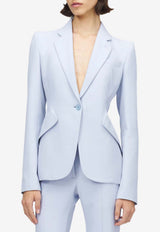 Alexander McQueen Single-Breasted Tailored Jacket Light Blue 857750QEAAA 4602