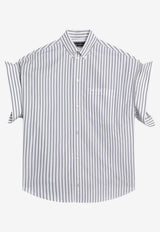 Balenciaga Turn-Up Sleeves Stripe Shirt White 857833TTM33/S_BALEN-9086