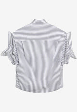 Balenciaga Turn-Up Sleeves Stripe Shirt White 857833TTM33/S_BALEN-9086