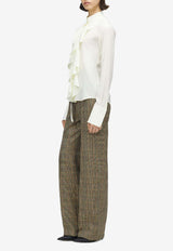 Alexander McQueen Long-Sleeved Ruffled Silk Shirt Cream 857844QBADT 9311