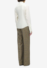 Alexander McQueen Long-Sleeved Ruffled Silk Shirt Cream 857844QBADT 9311