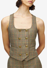 Alexander McQueen Country Check Wool Waistcoat Brown 857873QJAFR 9101