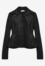 Alexander McQueen Leather Peplum Jacket Black 858183Q5AML 1000