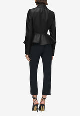 Alexander McQueen Leather Peplum Jacket Black 858183Q5AML 1000