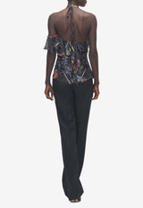 Alexander McQueen Meadow Floral Asymmetric Top Multicolor 858351QCAMO 1000