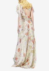 Alexander McQueen Meadow Asymmetric Floral Gown Multicolor 858352QCAMO 9015
