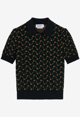 Alexander McQueen Flower Jacquard Knit Polo T-shirt Black 858367Q1BGG 1417