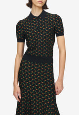 Alexander McQueen Flower Jacquard Knit Polo T-shirt Black 858367Q1BGG 1417