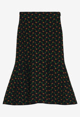 Alexander McQueen Flower Jacquard Knit Flared Skirt Black 858368Q1BGG 1417