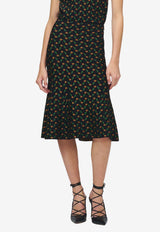 Alexander McQueen Flower Jacquard Knit Flared Skirt Black 858368Q1BGG 1417