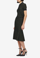 Alexander McQueen Flower Jacquard Knit Flared Skirt Black 858368Q1BGG 1417