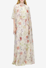 Alexander McQueen Meadow Floral Print Maxi Cape Dress Multicolor 858379QZAQK 9015
