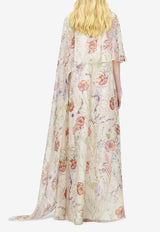Alexander McQueen Meadow Floral Print Maxi Cape Dress Multicolor 858379QZAQK 9015