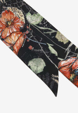 Alexander McQueen Spider Floral Print Silk Twill Scarf Black 8585303001Q 1078