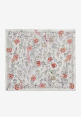Alexander McQueen Skull and Spider Floral Print Chiffon Scarf White 8585313052Q 9262