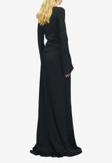 Alexander McQueen Embroidered Jewel Satin Gown Black 859096QZAQT 1000