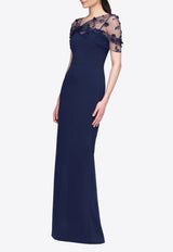 Theia Sophia Beaded Shawl Gown Navy 88112114_NAVY