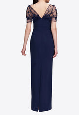 Theia Sophia Beaded Shawl Gown Navy 88112114_NAVY