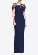 Theia Sophia Beaded Shawl Gown Navy 88112114_NAVY