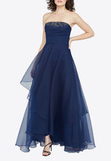 Theia Aubrey Strapless Organza Gown Navy 88113126_NAVY