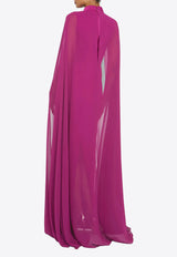 Theia Phillipa Satin Cape Gown Fuchsia 88114315_FUCHSIA